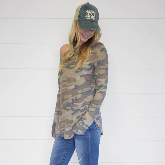 S-XL Camouflage Thumbhole Tops - Picture 2 of 4